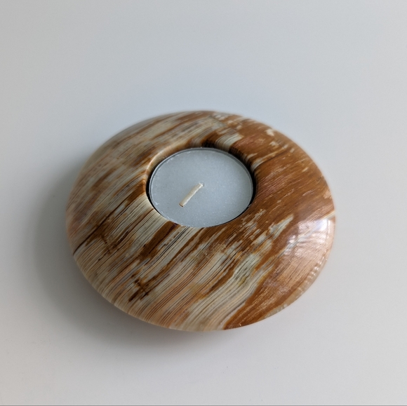 Marble Onyx Tea Light Candle Holder Round Disk Polished Natural Stone - Picture 1 of 10